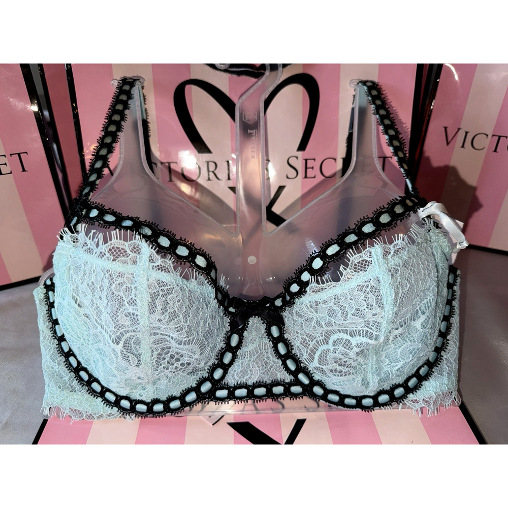 Victoria's Secret Bra 34C Dream Angels Blue Eyelash Lace